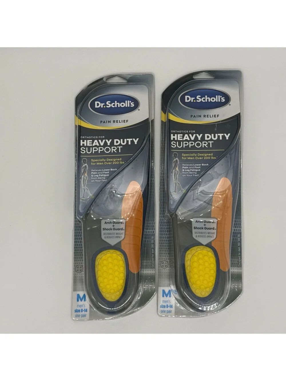 2pk Dr Scholls HEAVY DUTY Support Insole Relief Men Orthotic 200-300lbs Sz 8-14